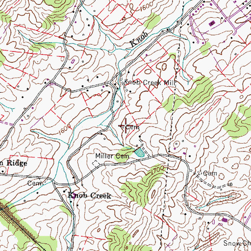Topographic Map of Melvin-Carathers Cemetery, TN