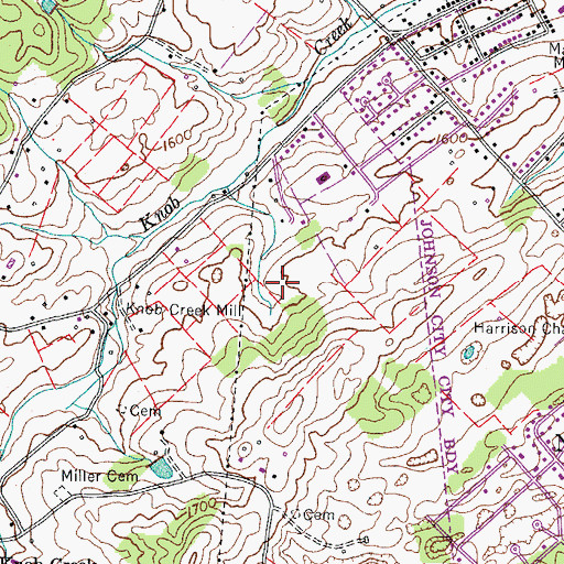 Topographic Map of Peoples Cemetery, TN