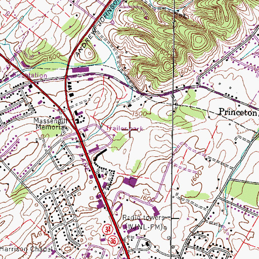 Topographic Map of Range Cemetery, TN