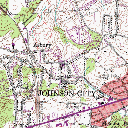 Topographic Map of Skyline Heights Baptist Church, TN