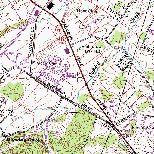 Topographic Map of Tipton-Haynes Cemetery, TN