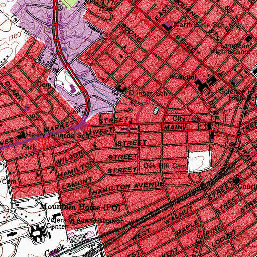 Topographic Map of West Market Street United Methodist Church, TN