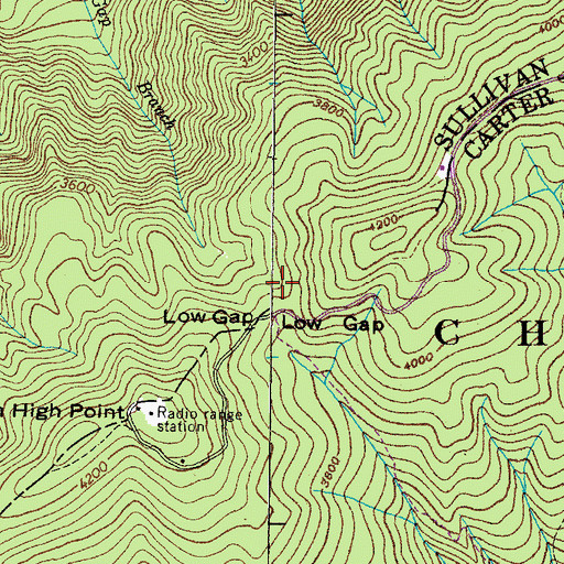 Topographic Map of Low Gap Campground, TN