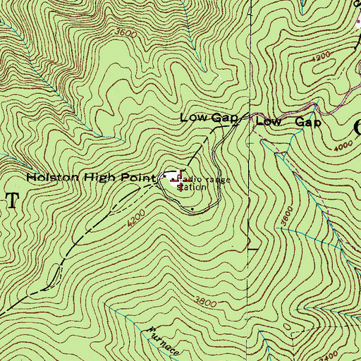 Topographic Map of Holston VOR, TN