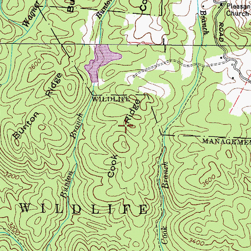 Topographic Map of Cook Ridge, TN
