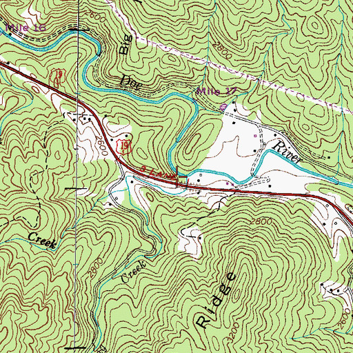 Topographic Map of Roaring Creek, TN