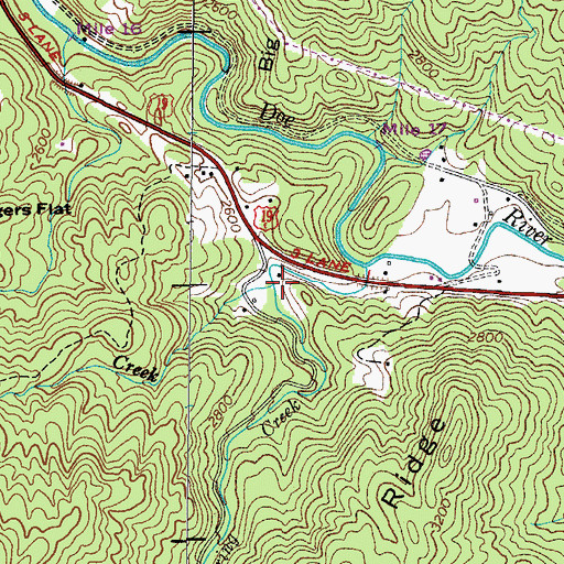 Topographic Map of Little Roaring Creek, TN
