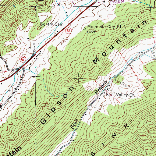 Topographic Map of Gipson Mountain, TN