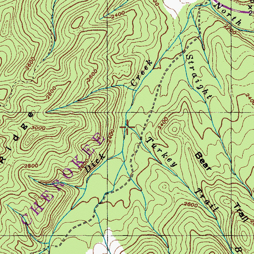 Topographic Map of Turkey Trail Branch, TN