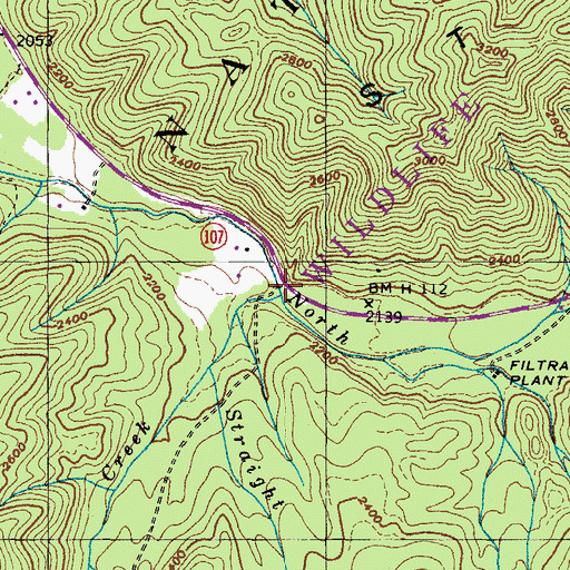Topographic Map of Dick Creek, TN