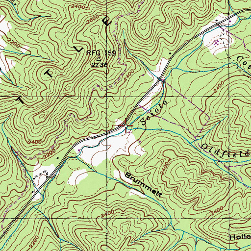 Topographic Map of Oldfield Branch, TN