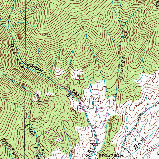 Topographic Map of Blevins Mine, TN