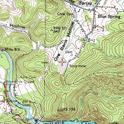 Topographic Map of Bowers Mine, TN
