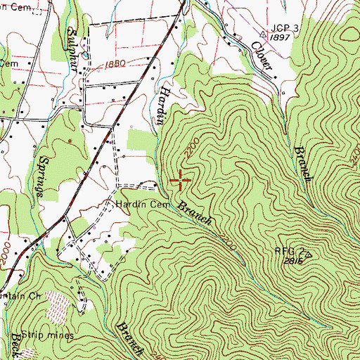 Topographic Map of Hardin Prospect, TN
