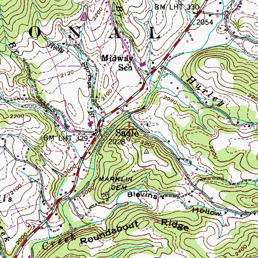 Topographic Map of Helenmode Pyrite Mine, TN