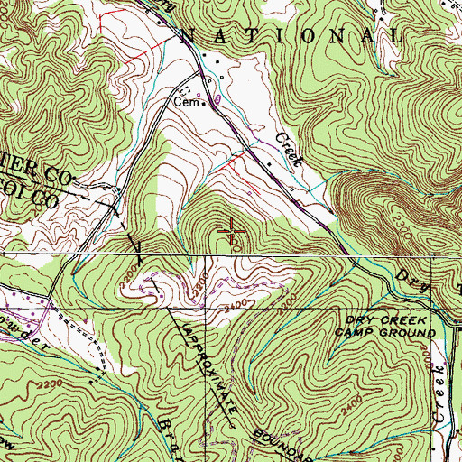 Topographic Map of Hodge Prospect, TN