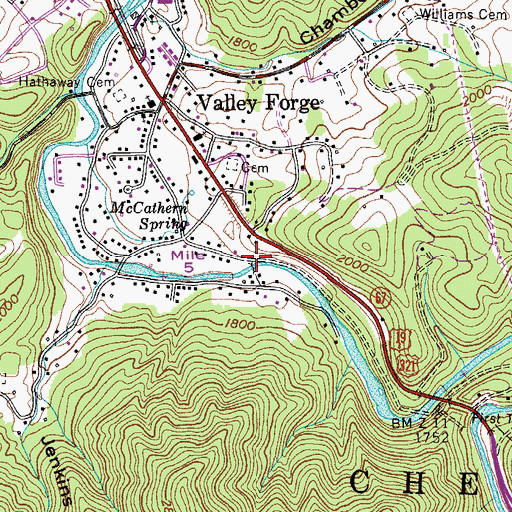 Topographic Map of Purlew Iron Works (historical), TN