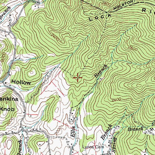Topographic Map of Red Bird Hill Mine, TN