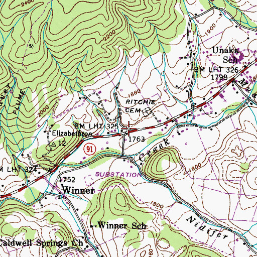Topographic Map of Upper Carter Bloomary Forge (historical), TN