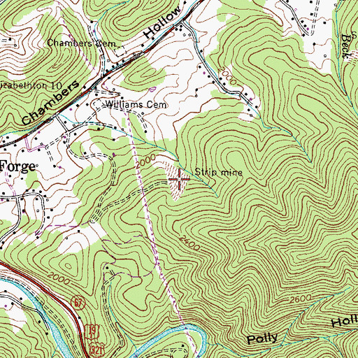Topographic Map of Valley Forge Mine, TN