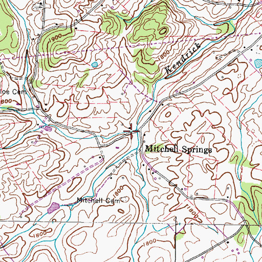Topographic Map of Mitchell Spring, TN