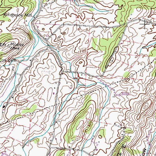 Topographic Map of Oak Springs, TN