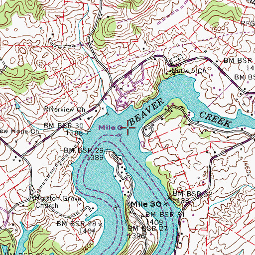 Topographic Map of Beaver Creek Lower Forge (historical), TN