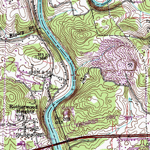 Topographic Map of Camp-meeting Creek Shoals, TN
