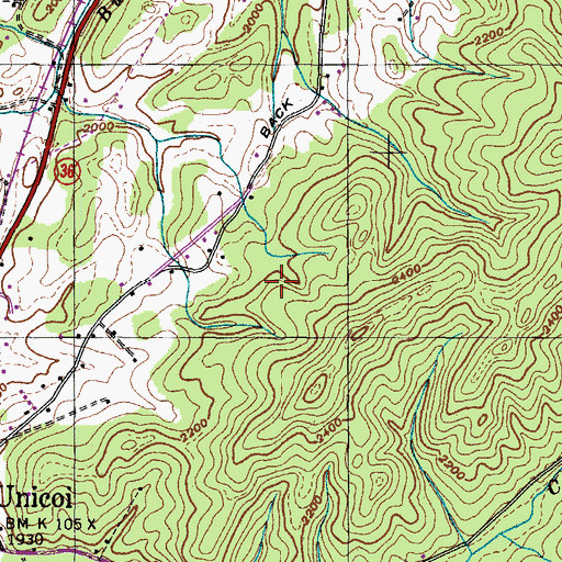Topographic Map of Unicoi Prospect, TN