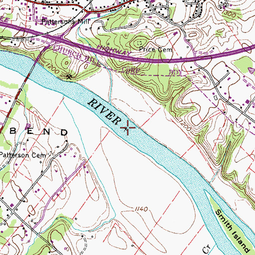 Topographic Map of Alexanders Shoals, TN