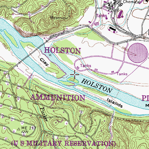 Topographic Map of Bidleys Shoals, TN
