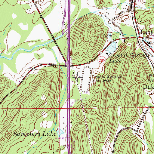 Topographic Map of Crystal Springs Speedway, AL