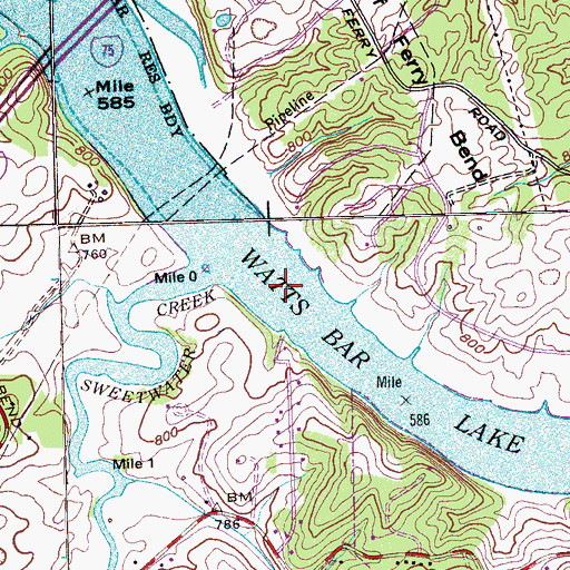 Topographic Map of Andersons Ferry (historical), TN