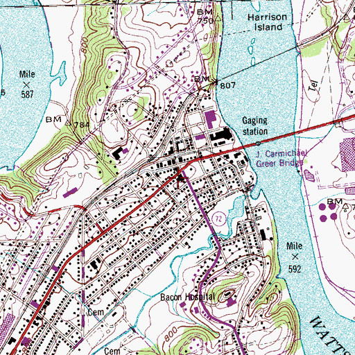 Topographic Map of Carmichael Inn Museum, TN