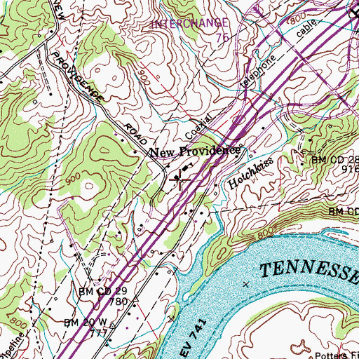 Topographic Map of New Providence Baptist Church, TN