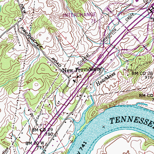 Topographic Map of New Providence Special Education Center, TN