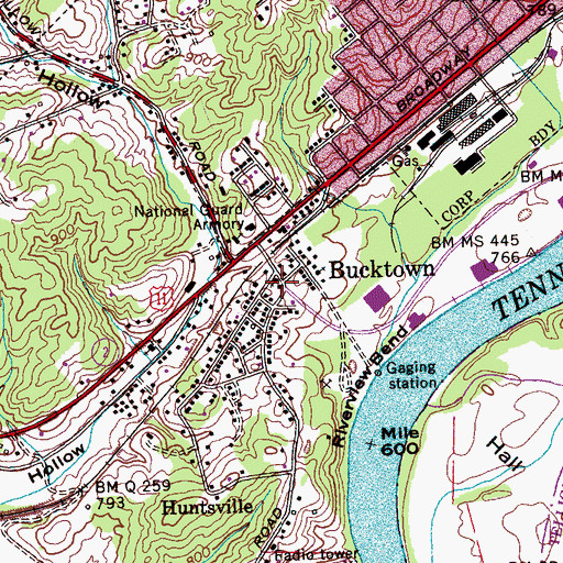 Topographic Map of Riverview Baptist Church, TN