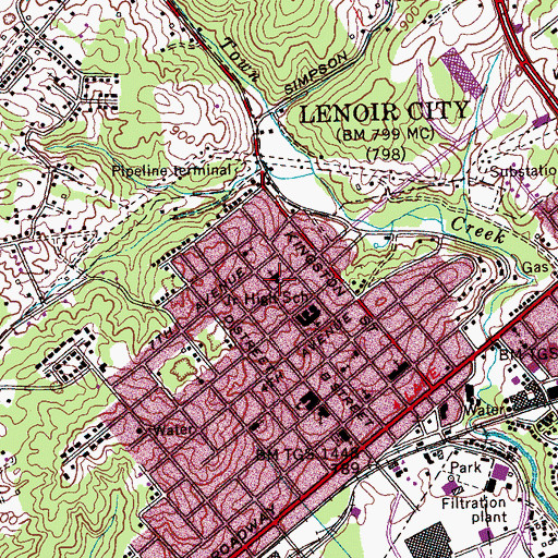 Topographic Map of Sixth Avenue Church of God, TN