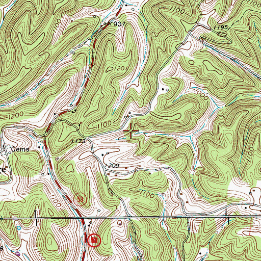 Topographic Map of Mount Pleasant Baptist Church (historical), TN