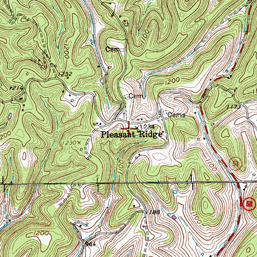 Topographic Map of Pleasant Ridge Church of Christ, TN