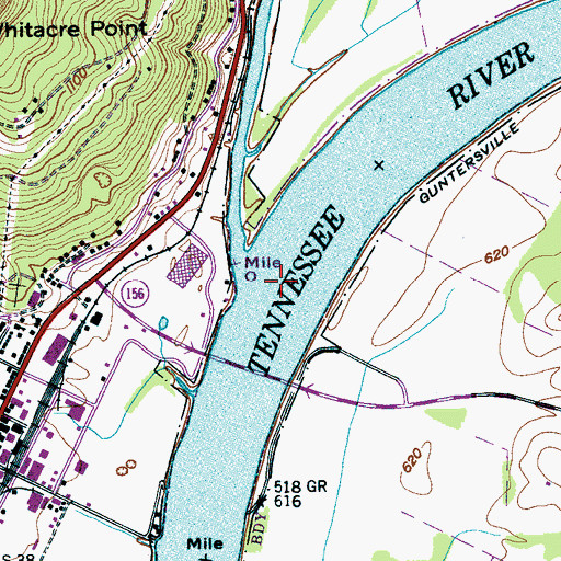 Topographic Map of Grahams Ferry (historical), TN