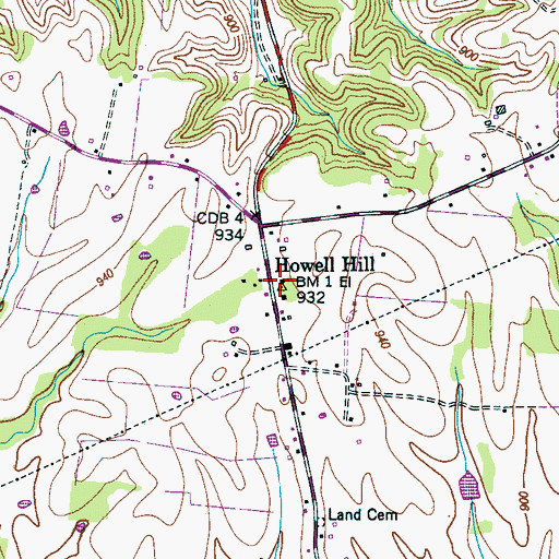 Topographic Map of Howell Hill Baptist Church, TN