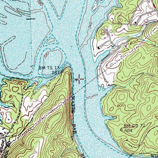 Topographic Map of Huffines Ferry (historical), TN