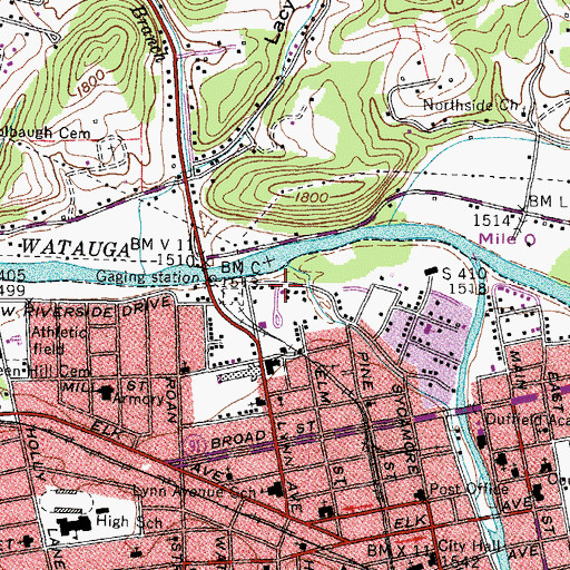 Topographic Map of Carters Ironworks and Mill (historical), TN