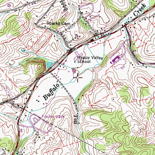 Topographic Map of Evans Mill (historical), TN