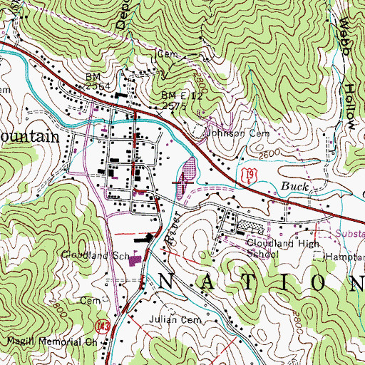 Topographic Map of Hamptons Forge (historical), TN
