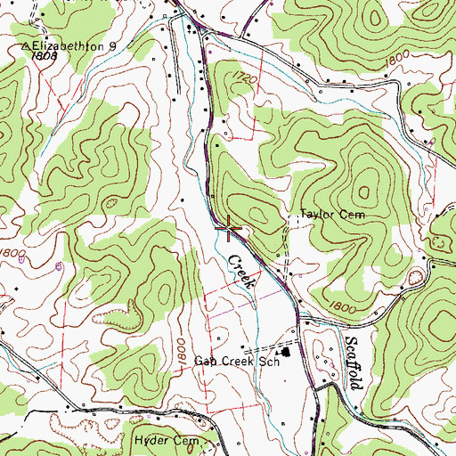 Topographic Map of Loves Mill (historical), TN