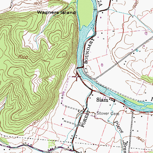Topographic Map of Nave and Bowers Forge (historical), TN