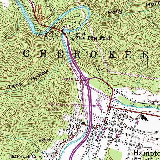 Topographic Map of Parkersons Fort (historical), TN
