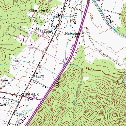 Topographic Map of Simmerlys Mill (historical), TN